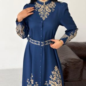 Navy Plume Gown