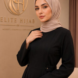 Black Jersey Flare Belt Dress